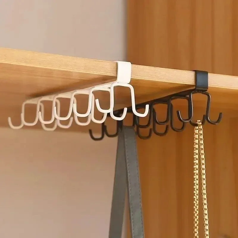 New Hole-free Kitchen Hook Rack Iron Double-row Hook Hanging Rod Kitchen Utensil Rack, Spoon and Shovel Rack Wall Hanging Zpaxo