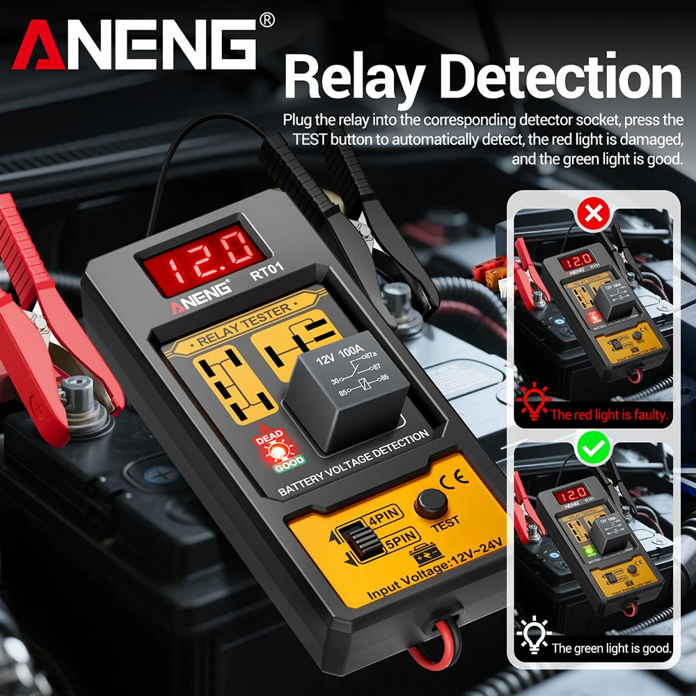 ANENG RT01 11-25V Relay Detector Digital Universal 4 5 Pins Car