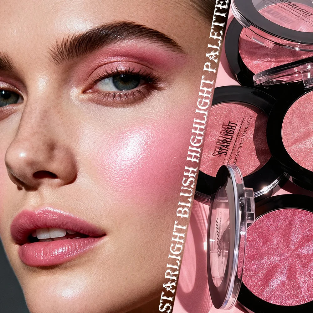 Multi-Use Shimmer Pink Blush JUJU DREAM Starlight Blush & Highlighter Blush for Face & Eye Makeup Zpaxo