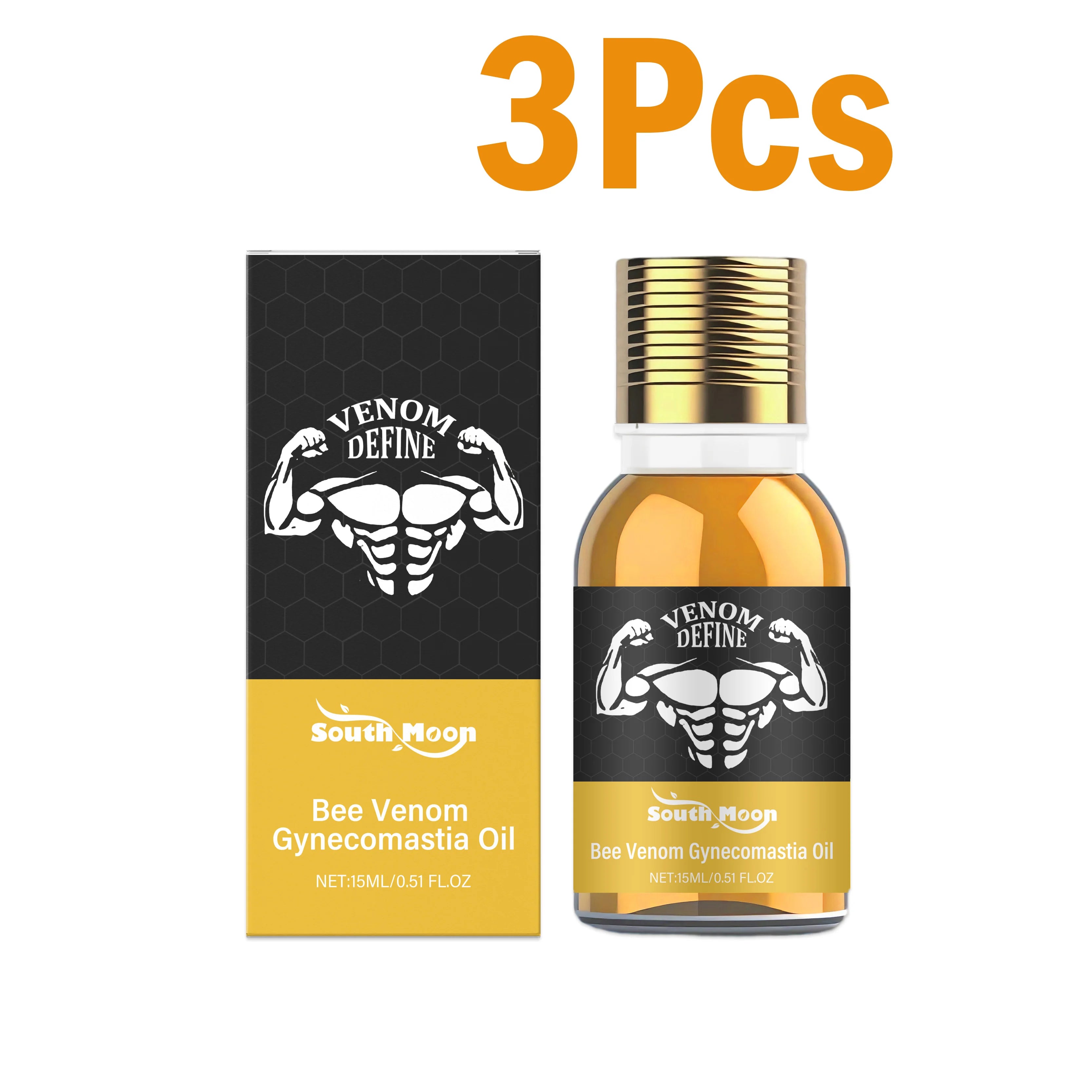Men's Bee Venom Chest Firming Sculpting Massage Oil – 15ml Chest Firming Oil Zpaxo 3 x 15ml Boxed