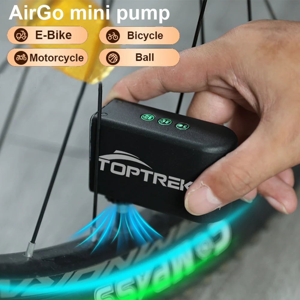 Toptrek 100psi Mini Electric Air Pump Portable 1260mAh Bicycle Pump Inflator Presta Schrader Valve Road MTB Bike Motorcycle Pump Zpaxo