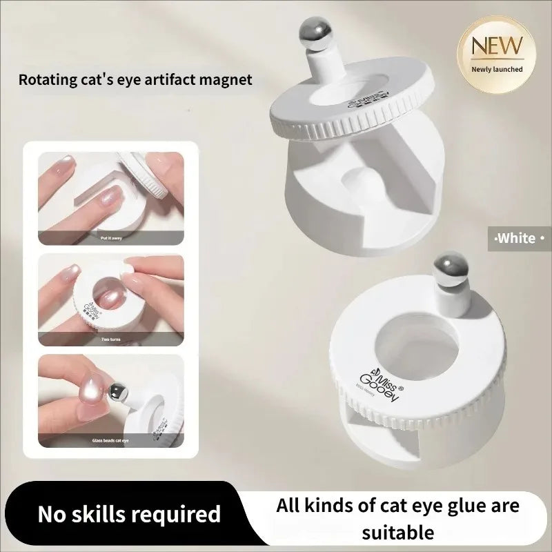 Rotating Cat Eye Magnet Nail Art Automatic Glass Bead Spinner Zpaxo B-White Without Ball