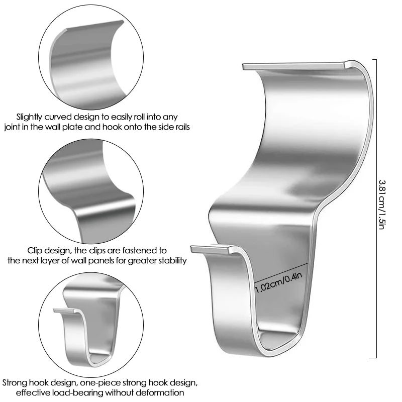 304 Stainless Steel Adjustable Gap Hook No Drill Wall Mount Cabinet