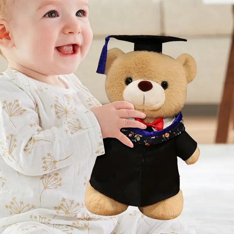 Graduation Stuffed Bear Soft Plush Toy Stuffed Animal With Gown Hat Cute Throw Pillow High School Home Decor For Preschool Zpaxo