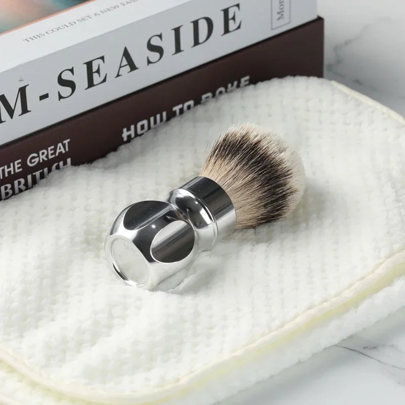 YAQI 24MM Gemini Anodized Metal Handle Silvertip Badger Hair Shaving Brush For Mens Cleaning Beard Advanced style Shaving Brush Zpaxo