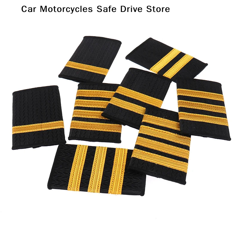 CM1 Pair Epaulettes Professional Uniform Epaulets Gold Stripe