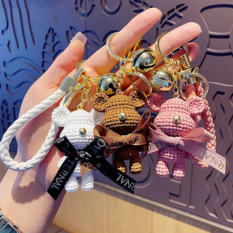 Cute Resin Keychain Charm Bow Bear Pendant Women Bag Car Keyring Zpaxo