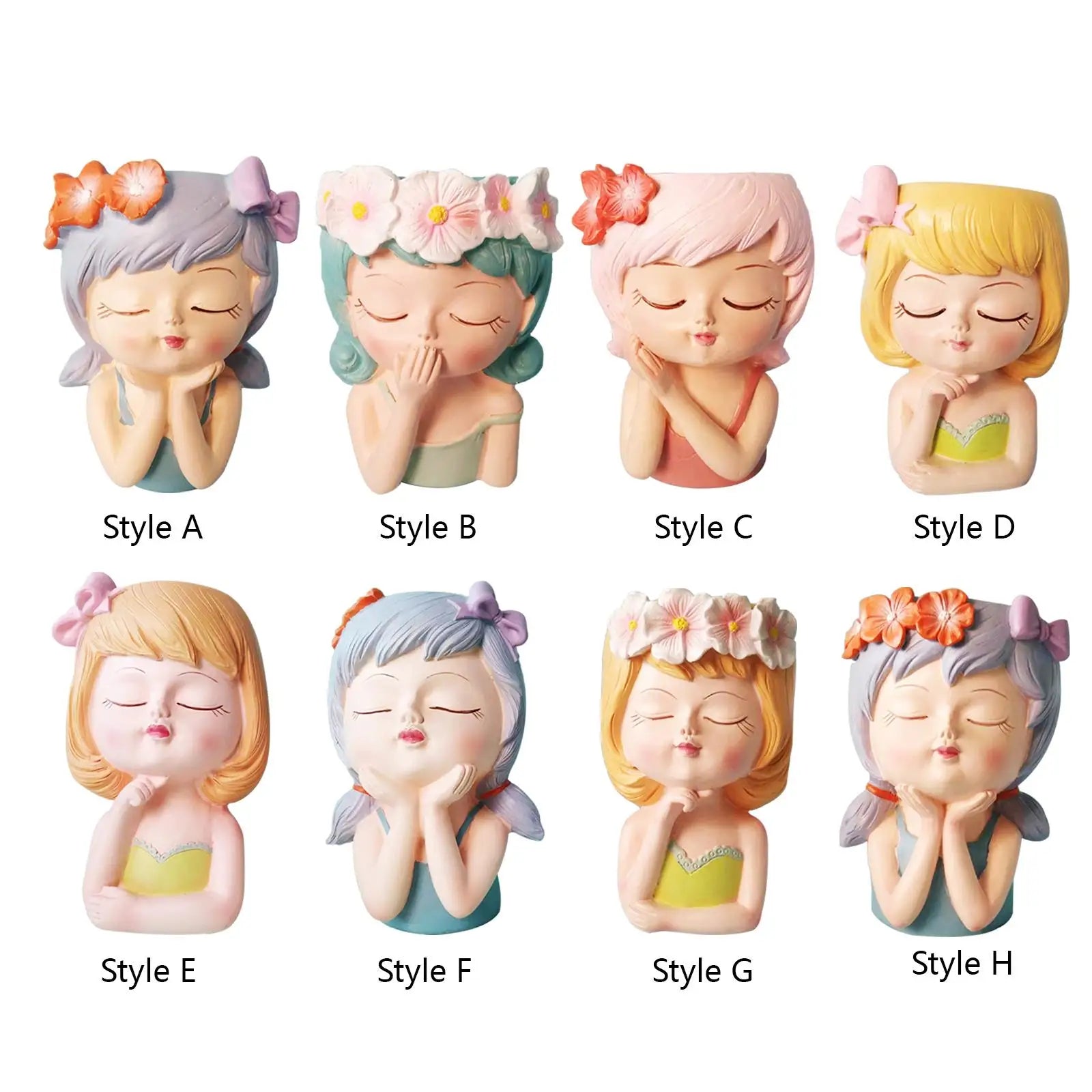 Face Planter Pot – Resin Girl Bust Flower Vase & Decor Statue Decorative Planter Zpaxo
