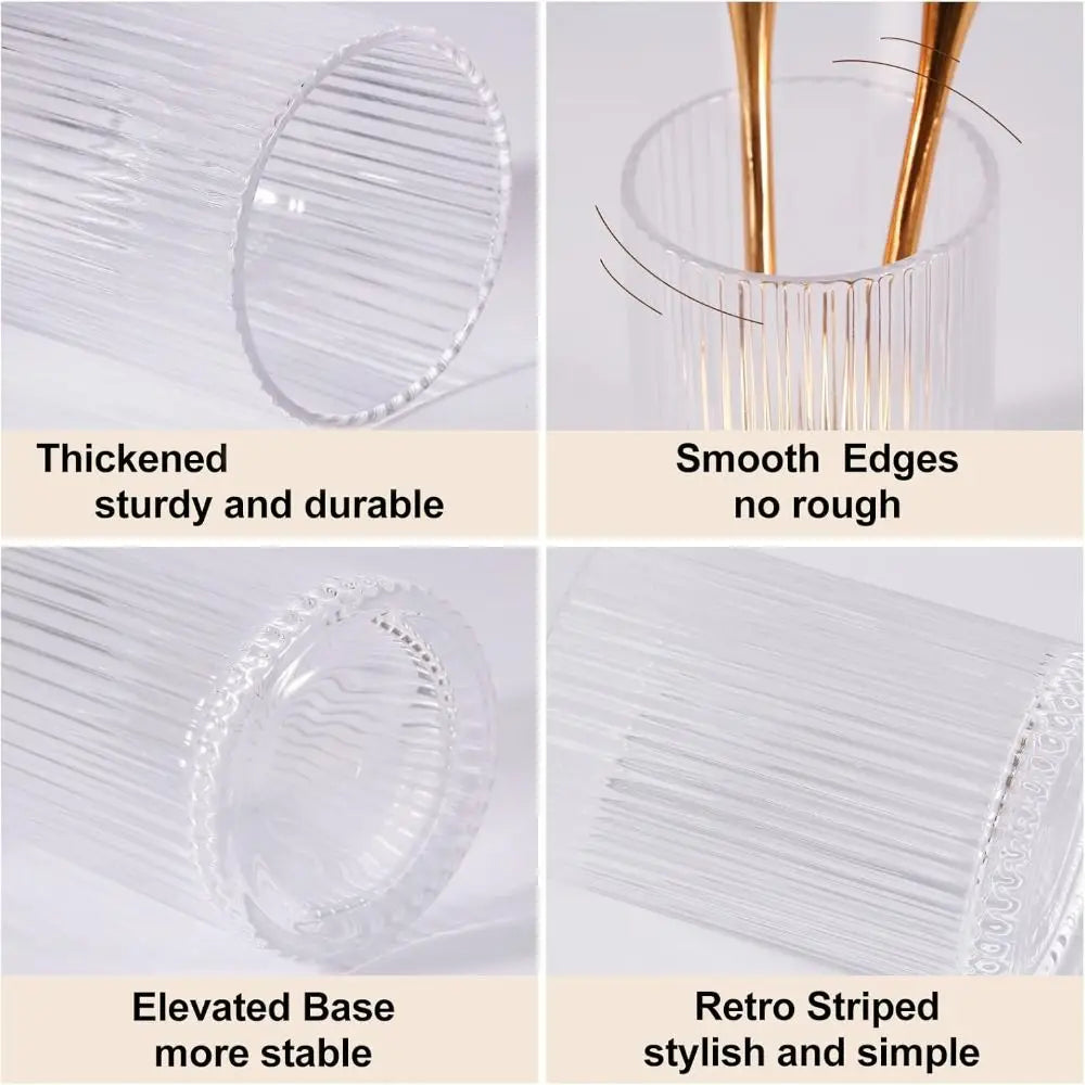 Vintage Striped Make Up Cup Acrylic Pure Makeup Brush Holder Zpaxo