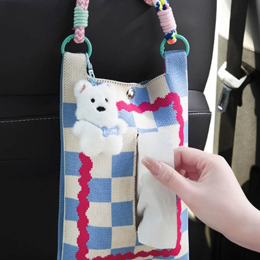 Cute Dog Car Back Seat Tissue Box Space Saving Animal Tissue Case Holder Universal INS Car Hanging Napkin Holder Zpaxo
