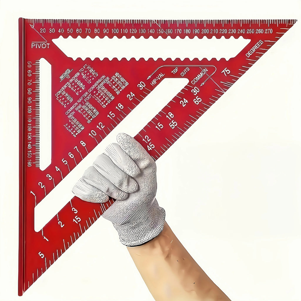 Precision Ruler 12-Inch Red Aluminum Alloy Triangle Durable Metal Zpaxo Red