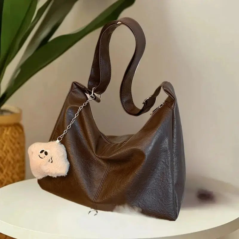 Retro PU Leather Tote Women Versatile Large Underarm Shoulder Bag Zpaxo