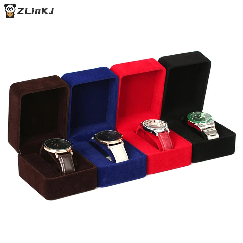 ▶1Pcs Watch Box Fashion Velvet Round Corner Smartwatch Clock Storage Case Jewelry Accessories Business Packaging Boxes Zpaxo