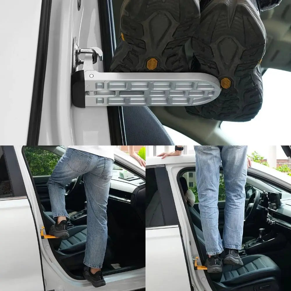 Foldable Car Door Step Universal Aluminum Alloy Lock Hook Foot Pedal