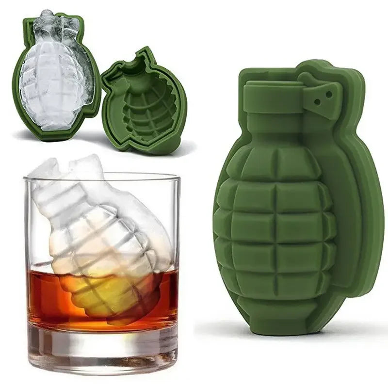 1 2 Sets 3D Grenade Shape Silicone Ice Cube Mold Reusable Easy