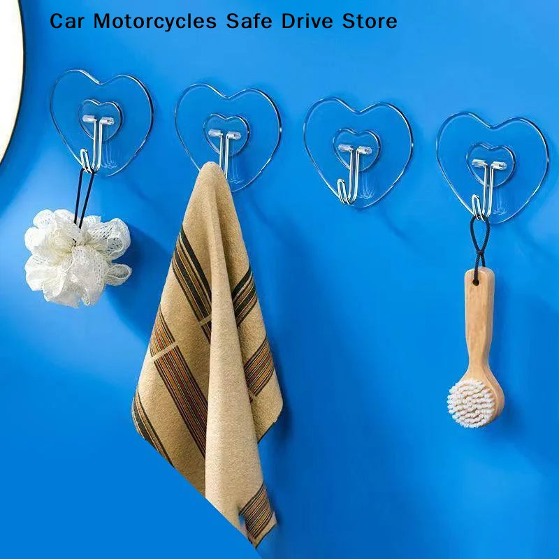 M20 40 60pcHeart Shape Transparent Hooks Non Punching Plastic Love