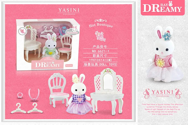 Little Rabbit Dresser Lovely Scene Play Toys Simulation Modelling