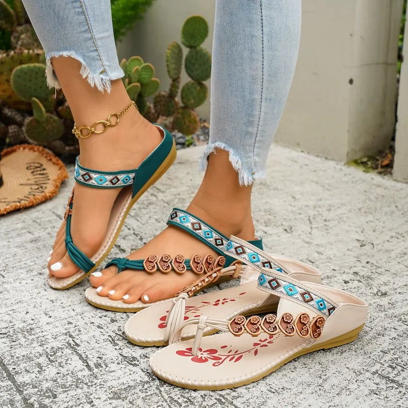 Women'a Fish Mouth Clip-toe Vintage Bohemian Slippers Summer Women Zpaxo