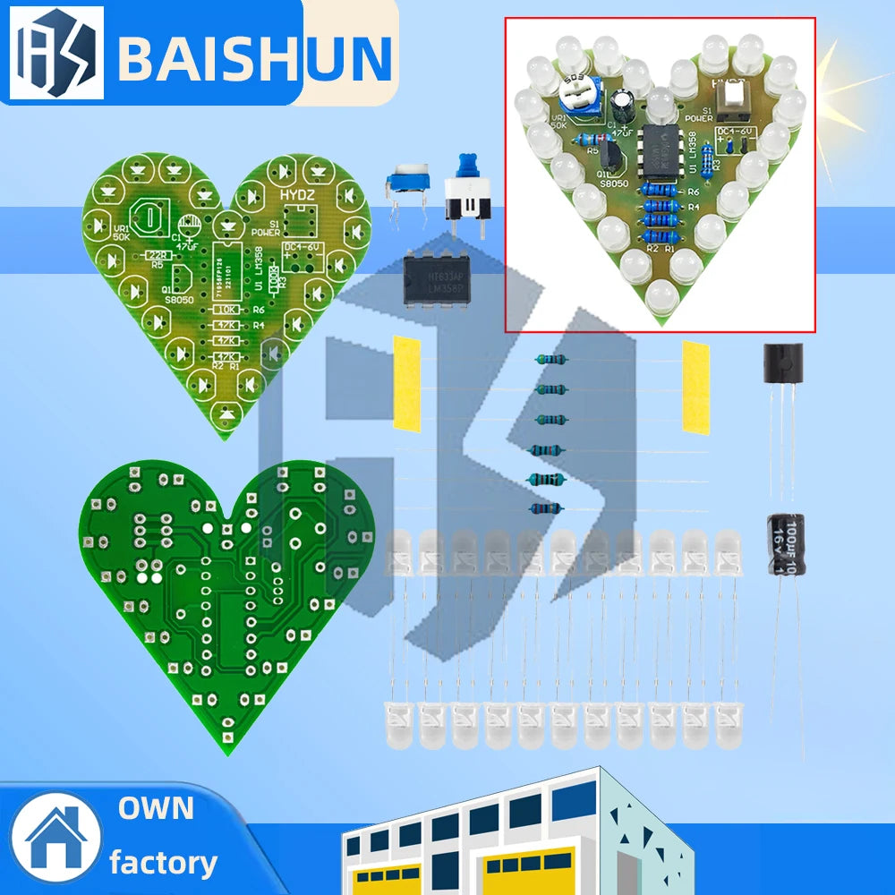 Heart-shaped LED Breathing Light DIY 4V-6V Easy-to-build Electronics Zpaxo