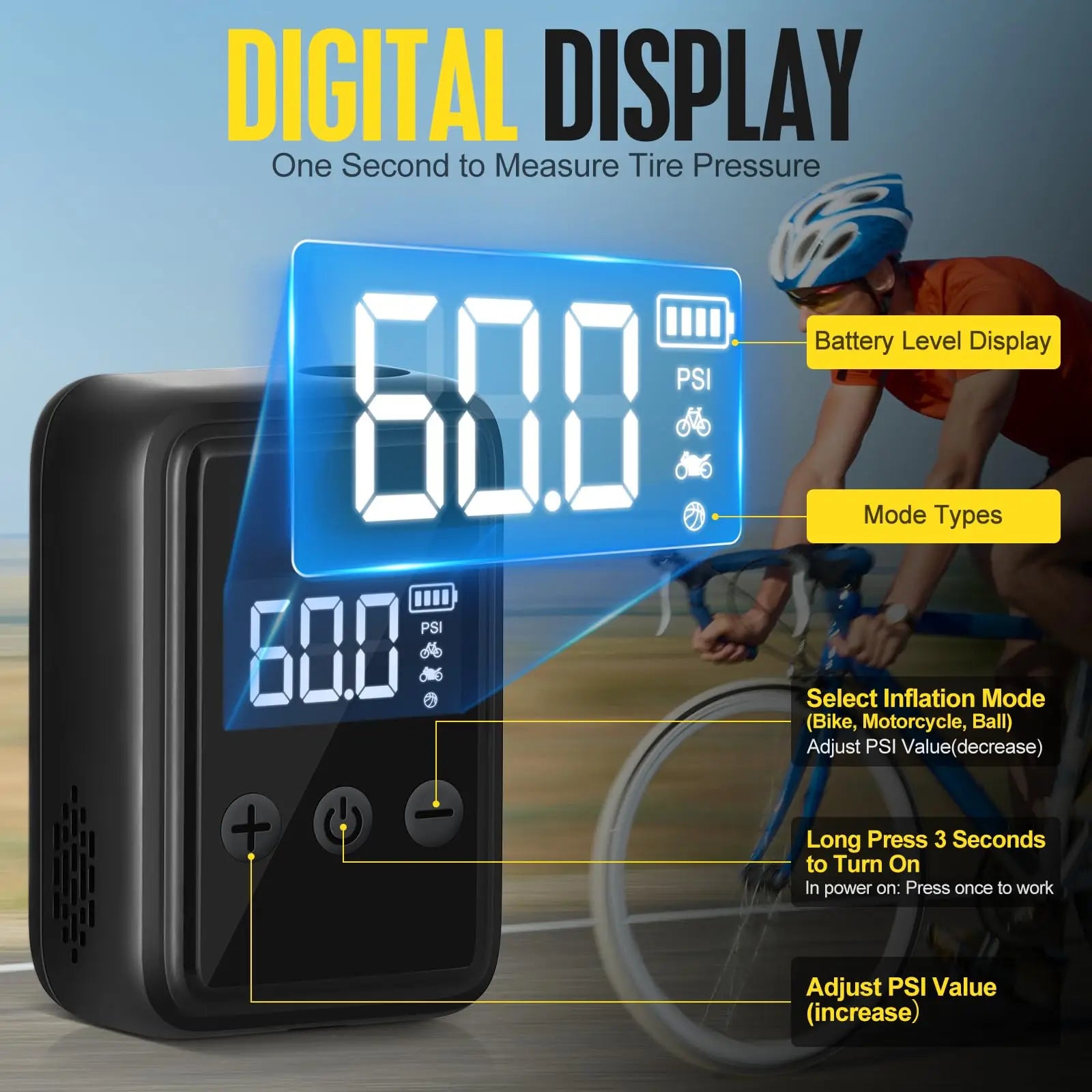 Mini Bicycle Electric Air Pump Portable Car Tire Inflator For Motorcycle Bike Air Pump MTB Inflatable Digital Display Pump Ball Zpaxo
