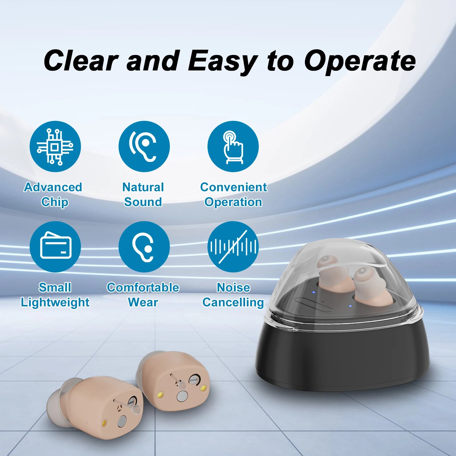 Hearing Amplifier Earbuds Rechargeable Aids Charging Case Specially