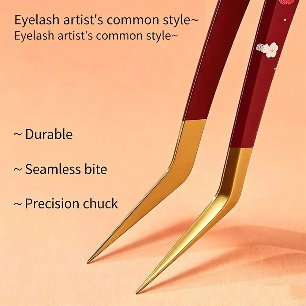 Stainless Steel Curved Stickers Tweezers Anti-static Cartoon Lashes Extension Tweezer High Precision Eyelash Curler Zpaxo