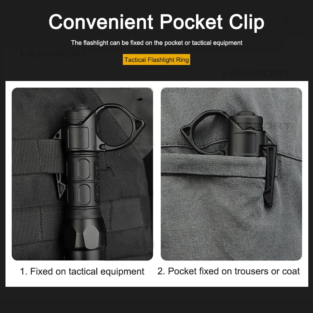 Flashlight Holder Anti-slip Finger Ring Flashlight Adapter Compatible Pocket Clip Accessories Outdoor Portable Equipment Zpaxo