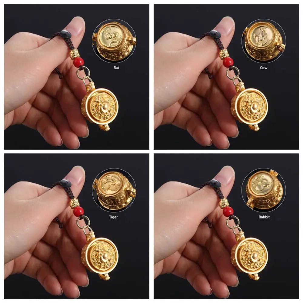 2 Pcs Zinc Alloy Zodiac Keychain Chinese Signs Pendant Keys Accessory Special Pattern Crafts Car Key Chain Lovely Gift Zpaxo
