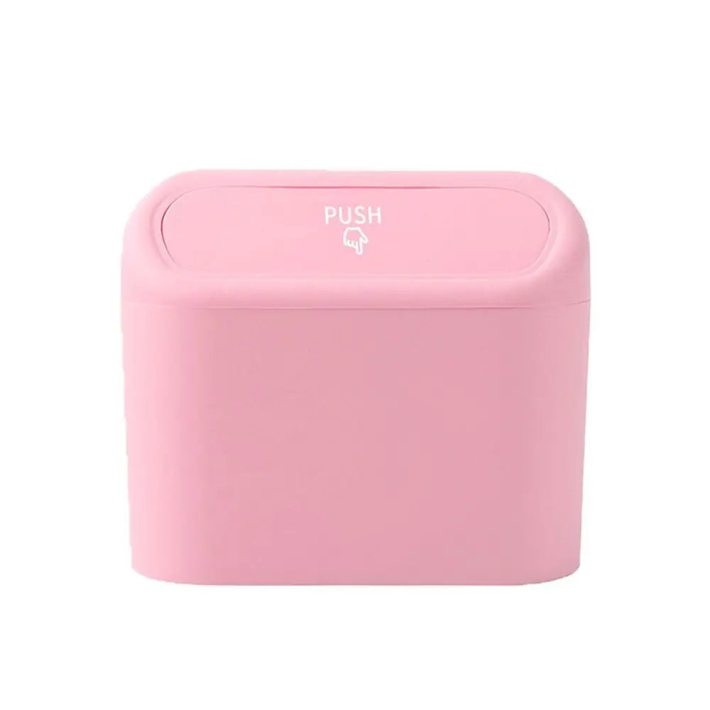 Easy To Install Hanging Car Trash Bin Leak Resistant Waterproof Vehicle Dust Case Lid Storage Box Auto Rubbish Can Pressing Type Zpaxo Pink