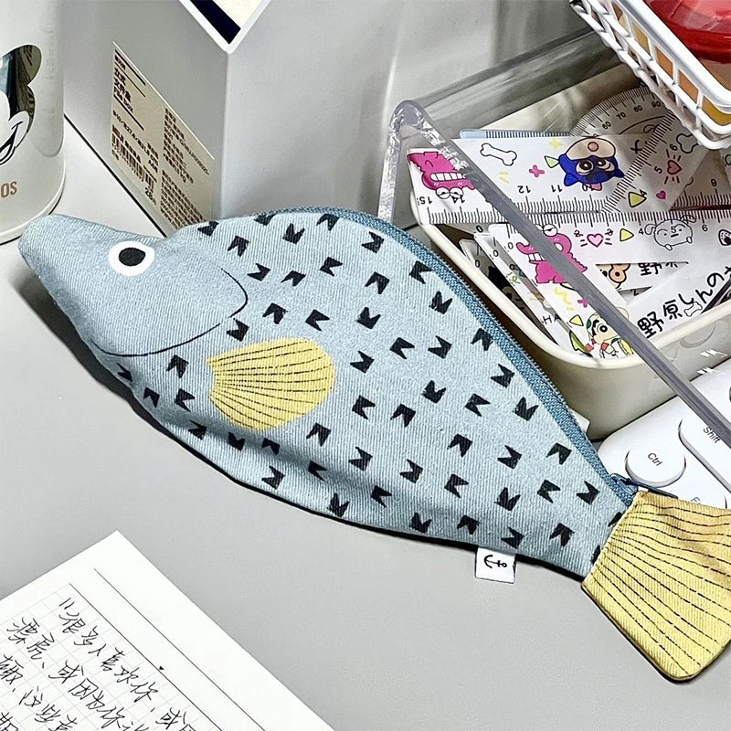 Fish Shape Novelty Pencil Case Pen Bag Coin Purse Funny Pouch Zpaxo