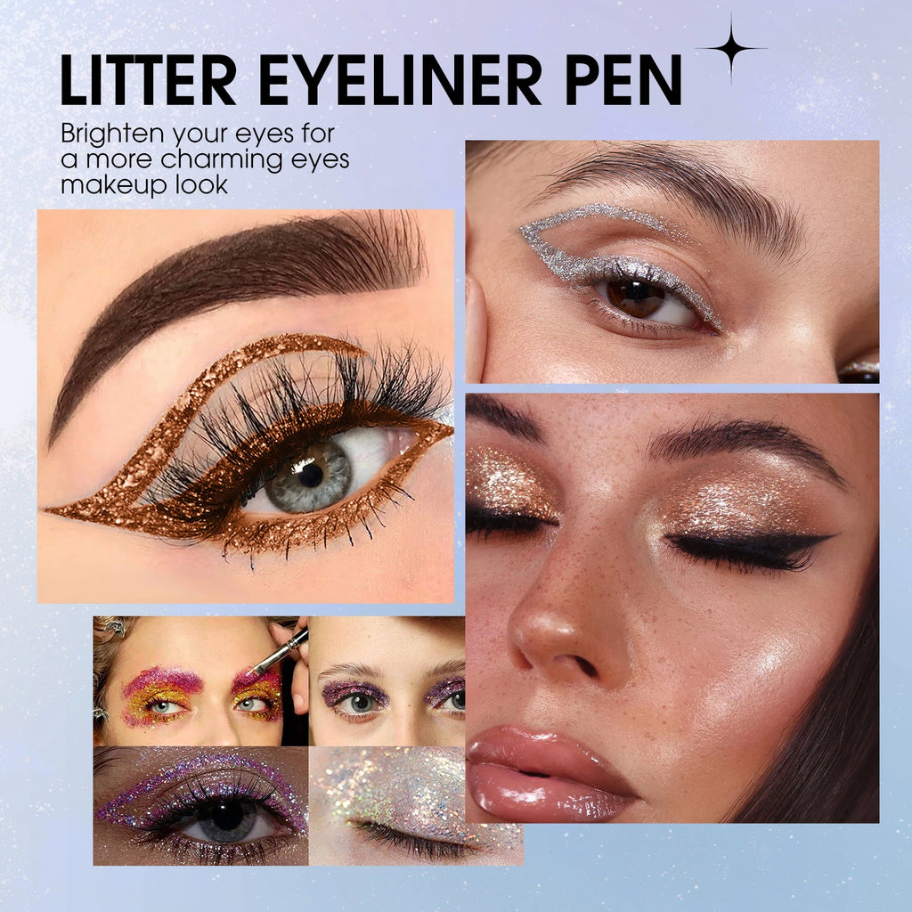 Glitter Liquid Eyeliner Pen Long-lasting Smudge-proof Waterproof Zpaxo
