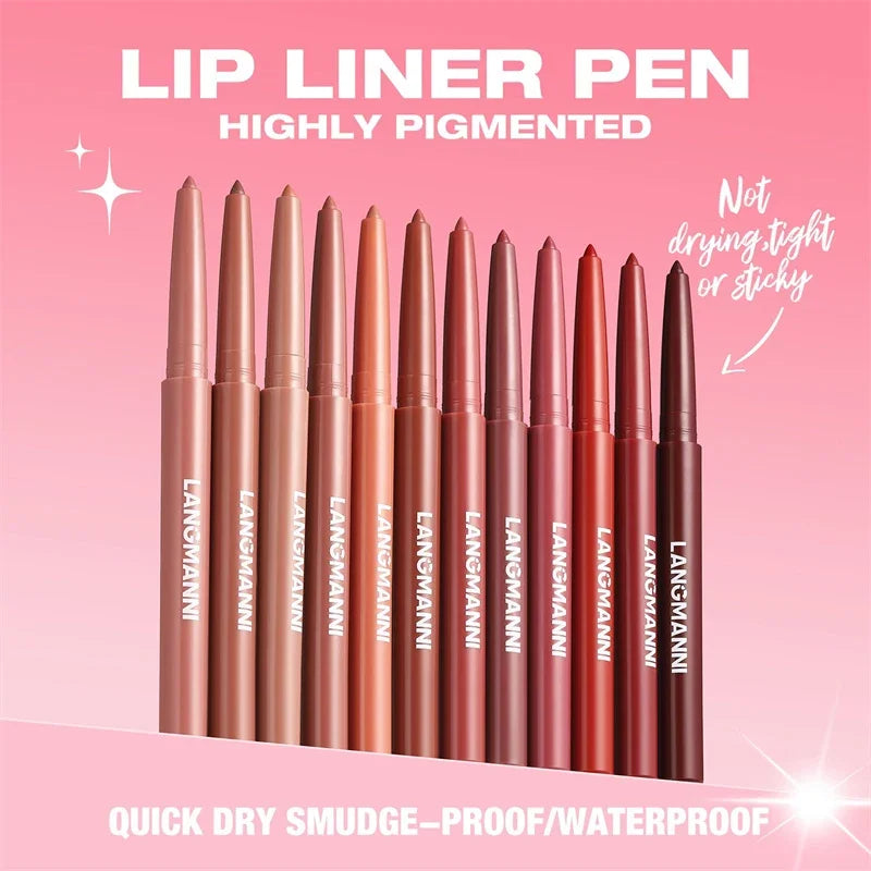 12 Colors Waterproof Lip Liner Pencil Matte Red Brown Plumping Lip Stain Long-Lasting Smooth Perfect Outline & Filling Lips Zpaxo