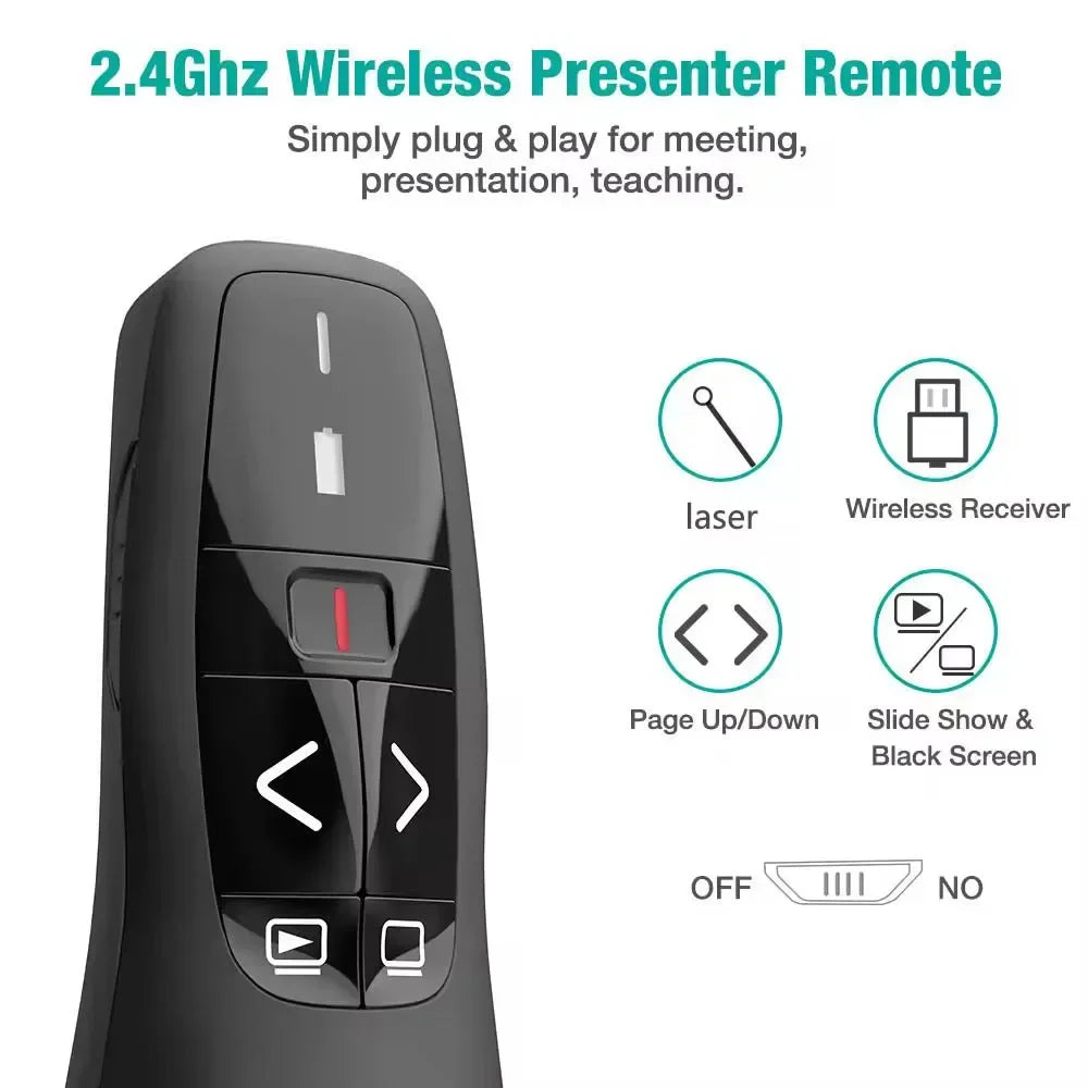 2.4GHz PPT Flip Pen Pointer Wireless USB Powerpoint Presentation Clicker Presenter for Powerpoint Remote Control with Red Light Zpaxo