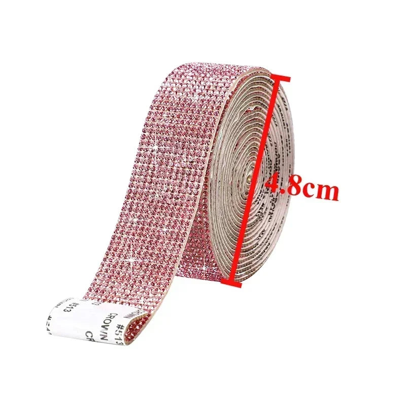 Self Adhesive Crystal Rhinestone Sticker Diamond Ribbon DIY Sticker Rhinestones for Arts Crafts, DIY Event Car Phone Decoration Zpaxo