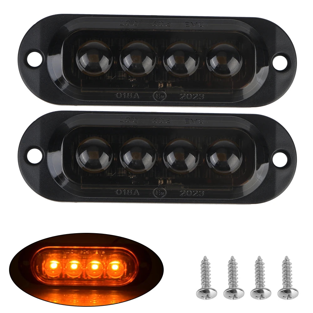 4LED LED Side Light Car Truck Trailer Beacon Lamp Warning Light DC 12V 24V Marker Light Waterproof Zpaxo Black yellow