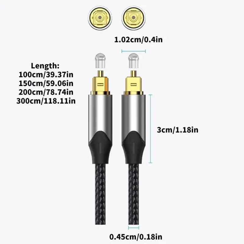 652F 1m/1.5m/2m/3.0m Length Fiber Optically Sound Cable SPDIF Interfaces Compatibility with Soundbar Amplifiers Black Zpaxo