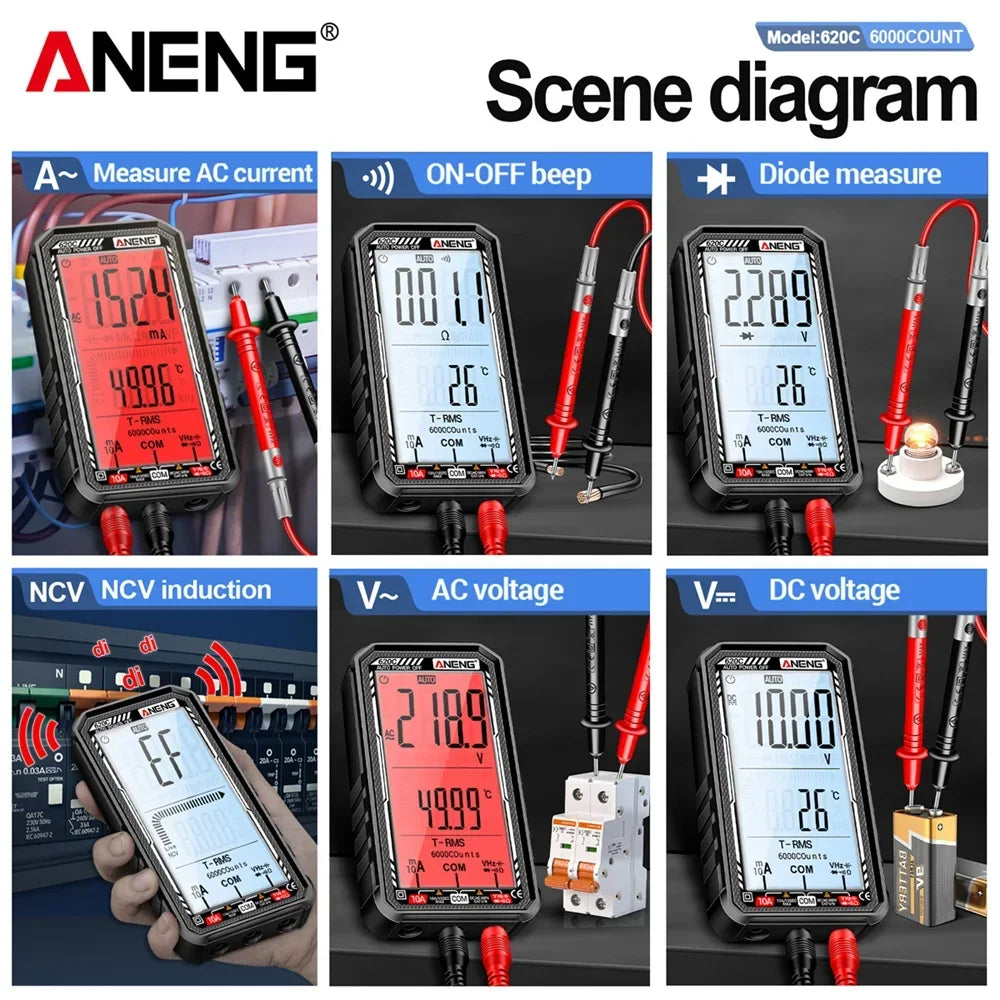 ANENG 620C AC Smart Digital Multimeters Current Voltage Tester 6000