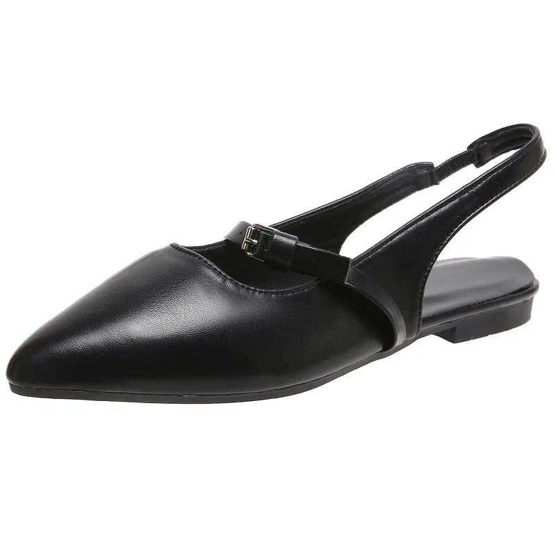 French Flat Black Baotou Sandals Fairy Shoes 2025 New Spring and Summer Pointy Diamond Temperament Single Shoes Zapatos De Mujer Zpaxo black 37