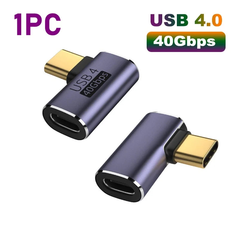 USB 4.0 40Gbps OTG Type C 90 Degree Adapter 100W USB C to Type C Fast Charging Converter USB C Data Adapter For Laptops Macbook Zpaxo C