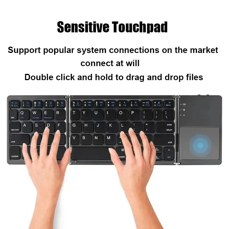 Bluetooth 5 0 Keyboard Tri-fold Mini Touchpad Rechargeable Wireless Zpaxo