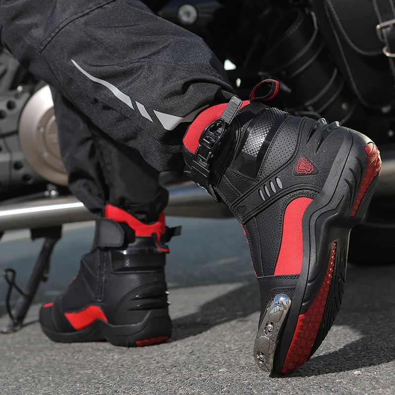 Lexsan Motorcycle Boots Men Leather Motos Breathable Anti Slip