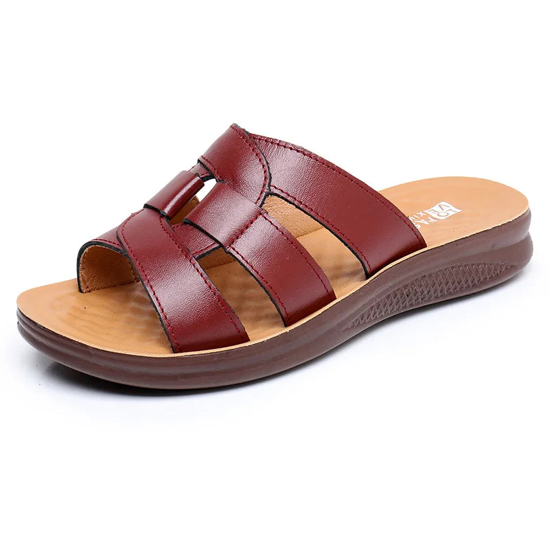 White Leather Wedge Slide Sandals Women Cutout Design Open Toe Non Zpaxo 1229 Red 40 China Mainland