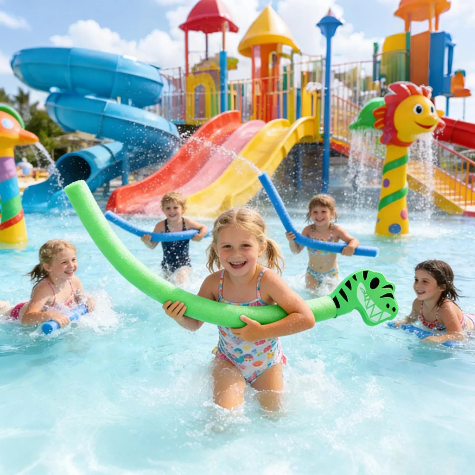 Animal Head Pool Noodles Floating Exercise Device Long Foam Swim