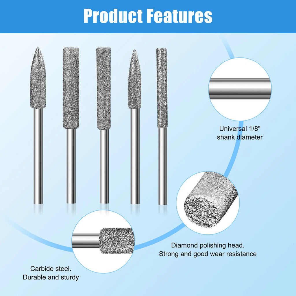 Diamond Grinding Burr Needle Point Engraving Carving Polishing Glass