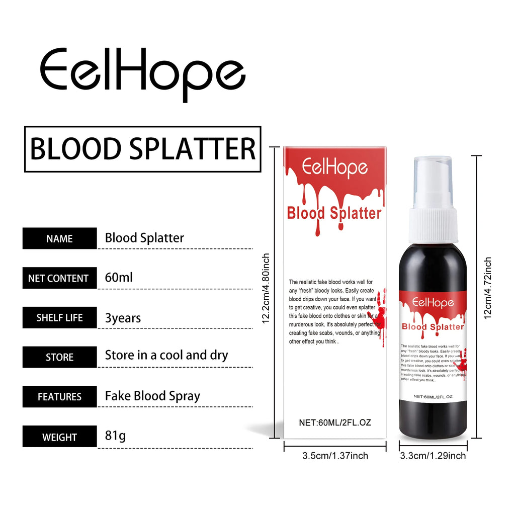 60ML 2024 Halloween Plasma Spray Blood Makeup Props Atmosphere Simulation Props Masquerade Props Make Up Festival Fake Blood Zpaxo