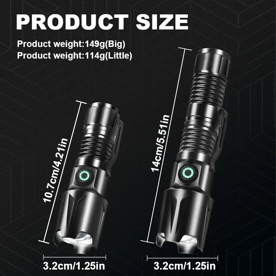 ZHIYU XHP50 Zoomable LED Tactical Flashlight – USB-C Rechargeable