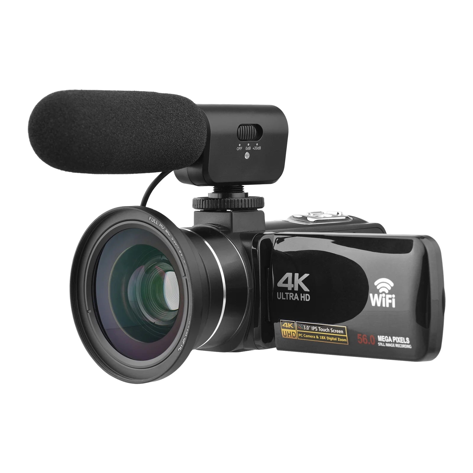 4K Digital Video Camera Wifi Camcorder DV Recorder 56MP 18X Zoom IPS