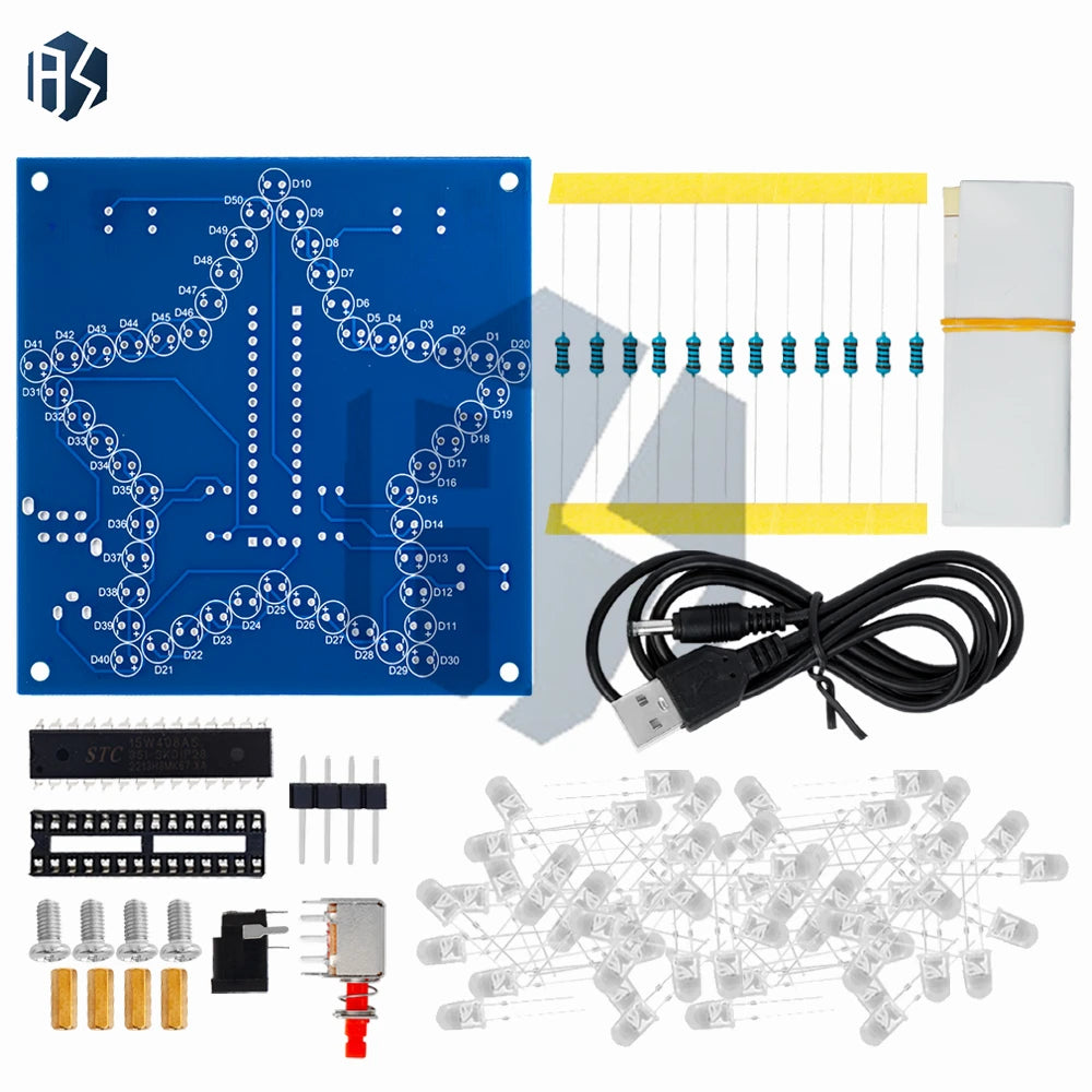 RGB LED Five-Pointed Star DIY Kit – 1/2/3PCS Colorful Light Module, 51 MCU & for Arduino Compatible Zpaxo