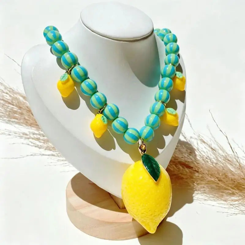 Adjustable Length Summer Fruit Bead Necklace Cute Lemon Strawberry Zpaxo A2