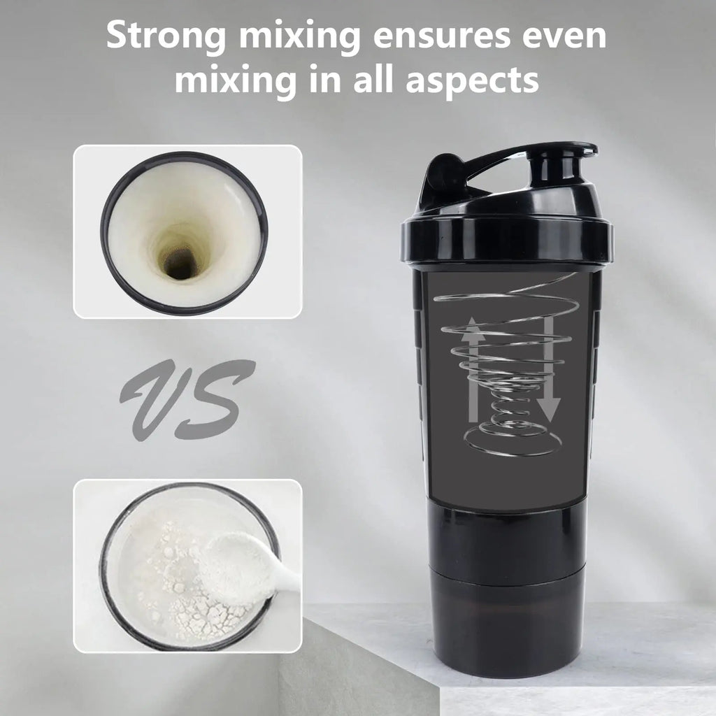 3 Layers Shaker Protein Bottle Powder Shake Cup Water Bottle Plastic Mixing Cup Body Building Exercise Bottle Zpaxo